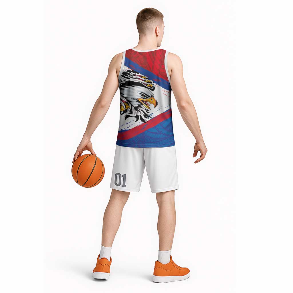 American Samoa Flag Day Basketball Jersey Polynesian Art Geometric with Flag Brush Style LT03 - Polynesian Pride