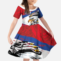 American Samoa Flag Day Family Matching Long Sleeve Bodycon Dress and Hawaiian Shirt Polynesian Art Geometric with Flag Brush Style
