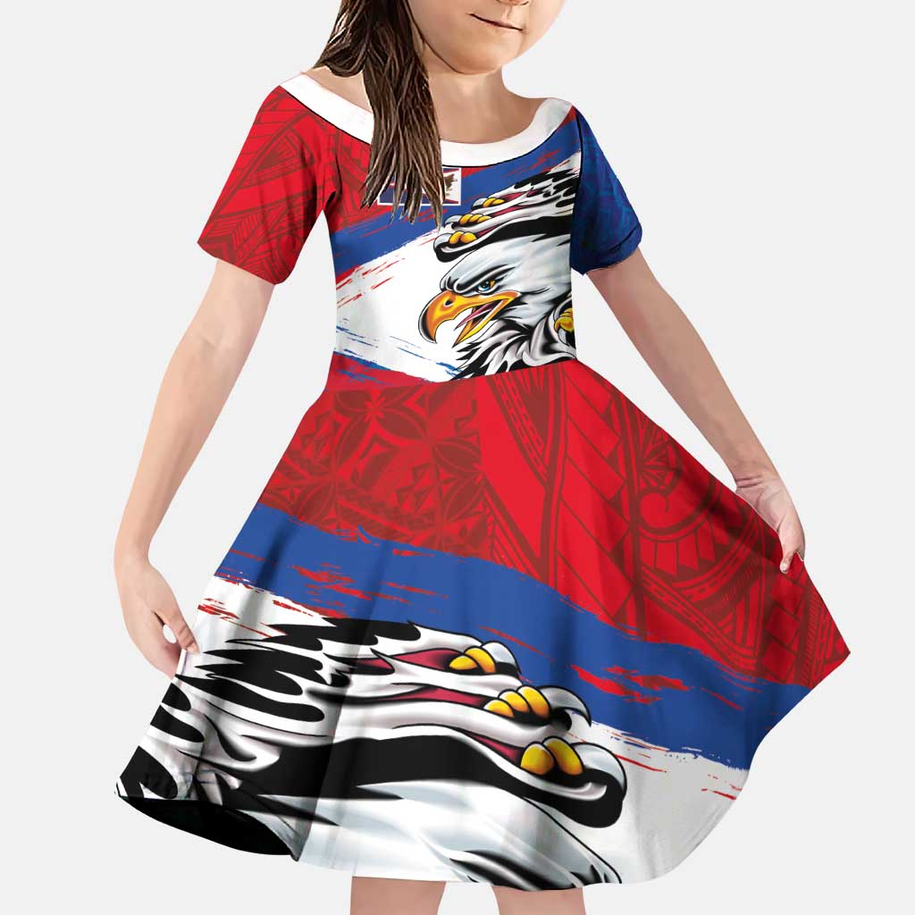 American Samoa Flag Day Family Matching Mermaid Dress and Hawaiian Shirt Polynesian Art Geometric with Flag Brush Style