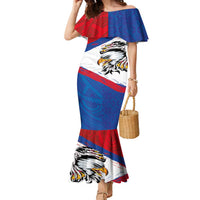 American Samoa Flag Day Family Matching Mermaid Dress and Hawaiian Shirt Polynesian Art Geometric with Flag Brush Style