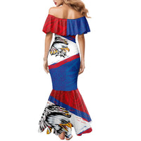 American Samoa Flag Day Family Matching Mermaid Dress and Hawaiian Shirt Polynesian Art Geometric with Flag Brush Style