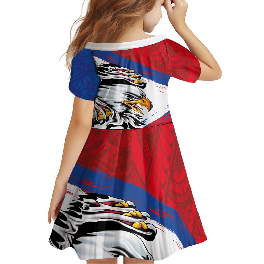 American Samoa Flag Day Family Matching Off Shoulder Maxi Dress and Hawaiian Shirt Polynesian Art Geometric with Flag Brush Style