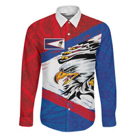 American Samoa Flag Day Family Matching Off Shoulder Maxi Dress and Hawaiian Shirt Polynesian Art Geometric with Flag Brush Style
