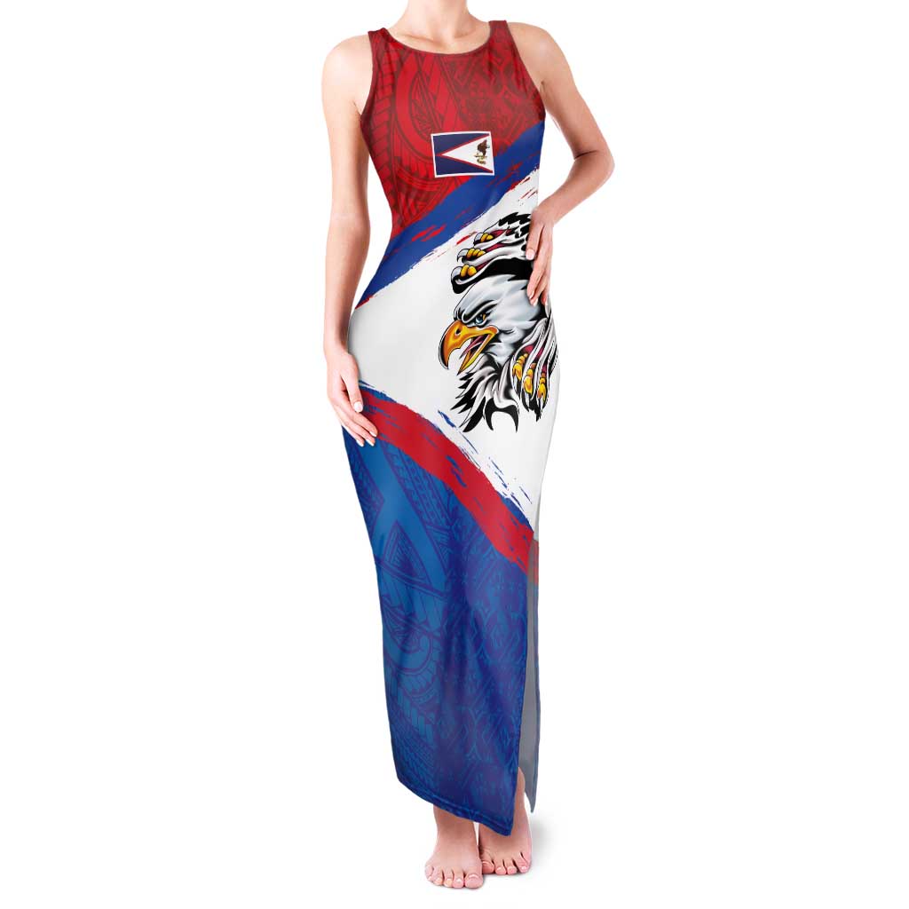 American Samoa Flag Day Family Matching Tank Maxi Dress and Hawaiian Shirt Polynesian Art Geometric with Flag Brush Style