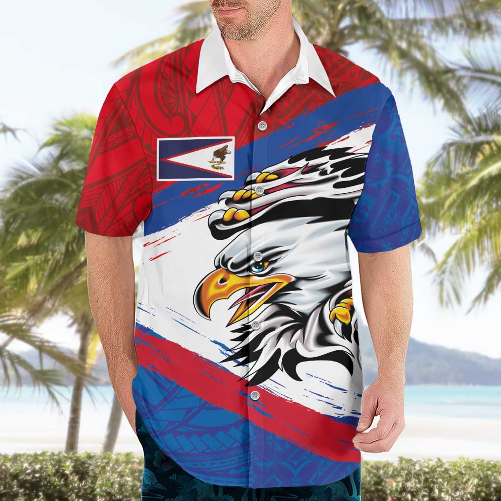 American Samoa Flag Day Hawaiian Shirt Polynesian Art Geometric with Flag Brush Style LT03 - Polynesian Pride