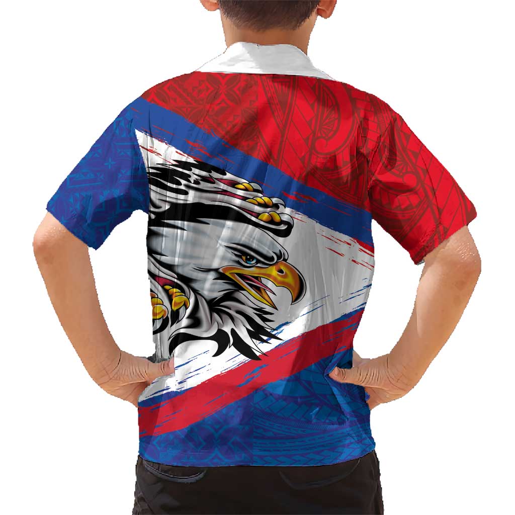 American Samoa Flag Day Hawaiian Shirt Polynesian Art Geometric with Flag Brush Style LT03 - Polynesian Pride