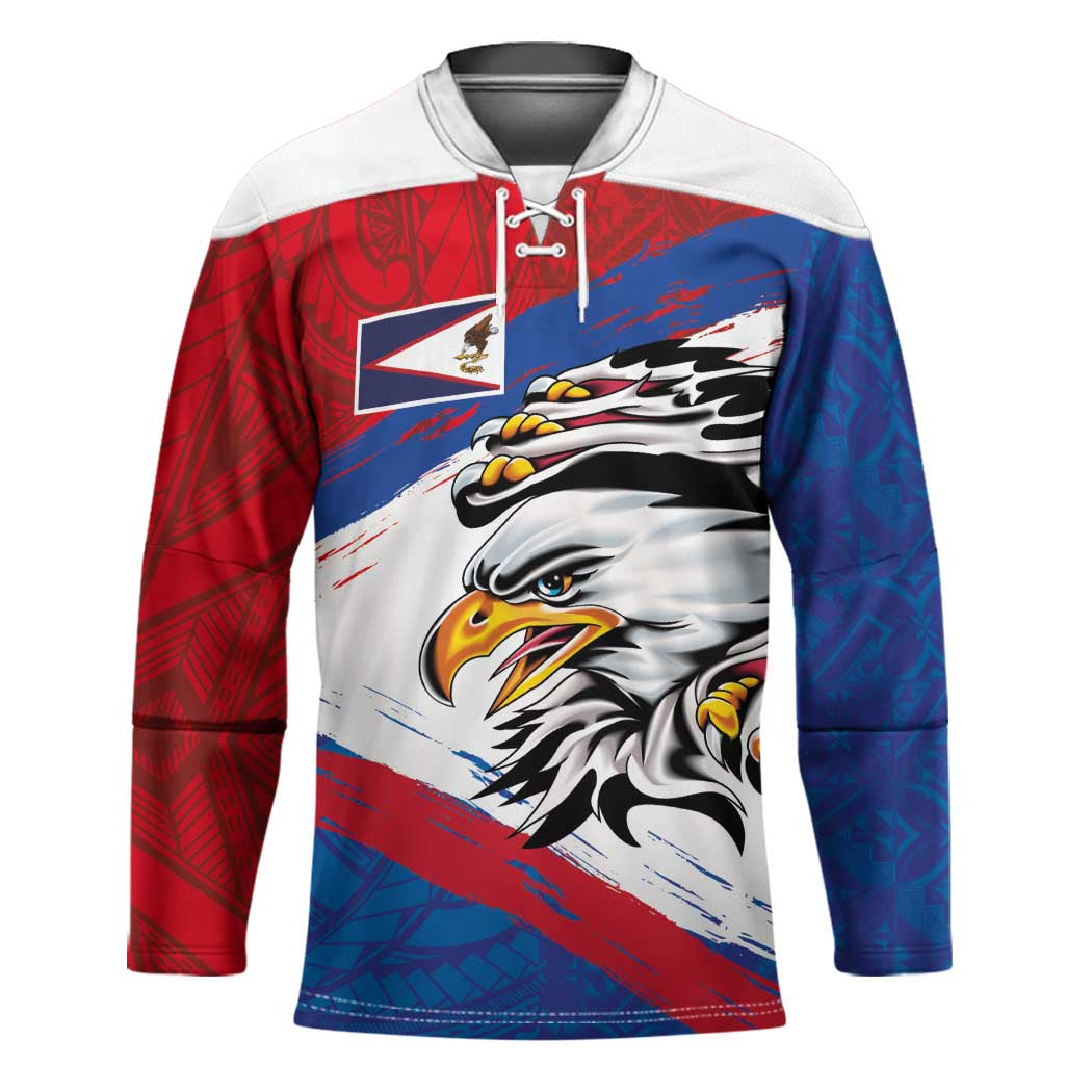 American Samoa Flag Day Hockey Jersey Polynesian Art Geometric with Flag Brush Style LT03 Unisex Multicolor - Polynesian Pride