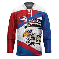 American Samoa Flag Day Hockey Jersey Polynesian Art Geometric with Flag Brush Style LT03 Unisex Multicolor - Polynesian Pride