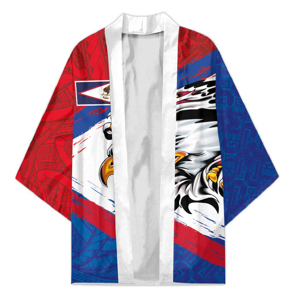 American Samoa Flag Day Kimono Polynesian Art Geometric with Flag Brush Style