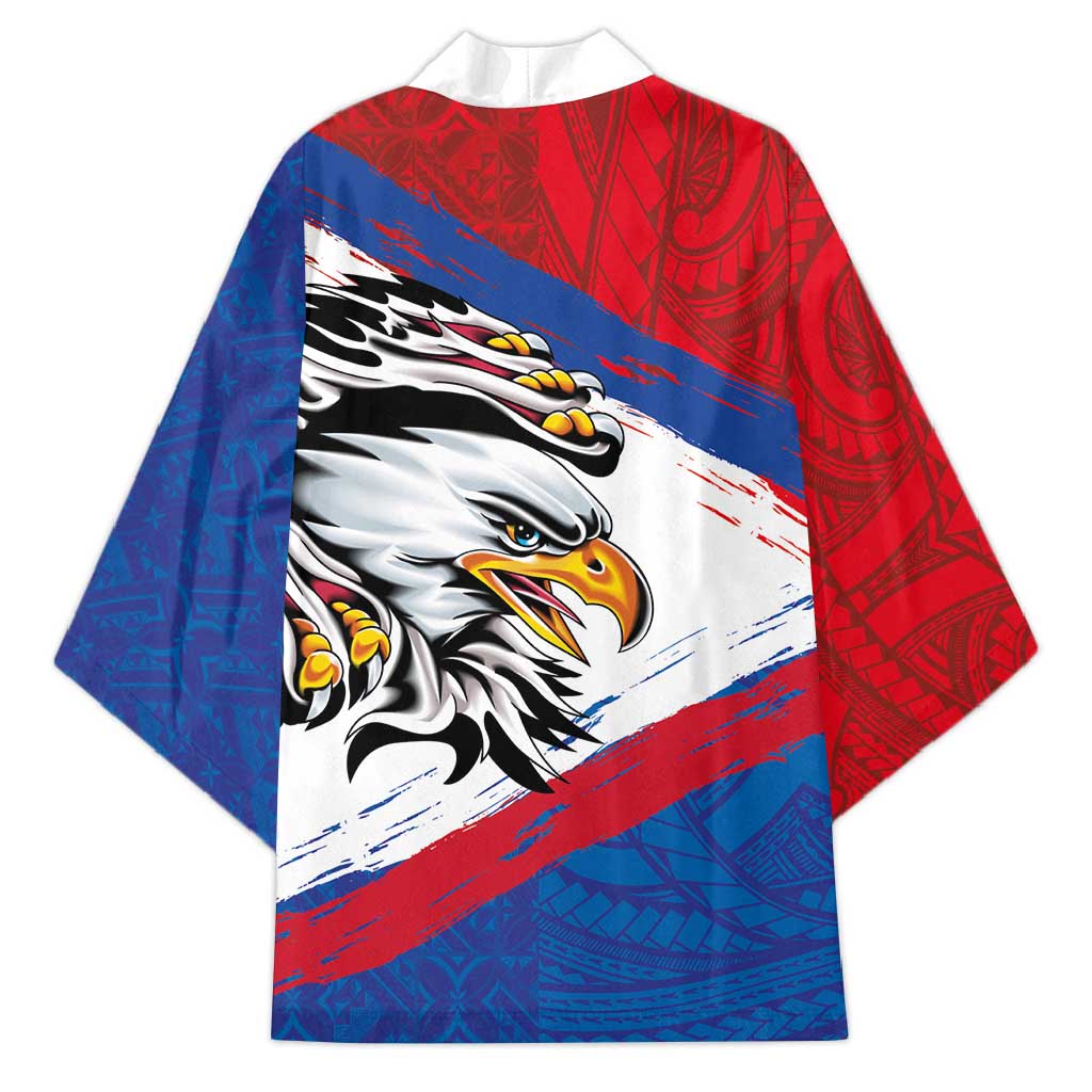 American Samoa Flag Day Kimono Polynesian Art Geometric with Flag Brush Style