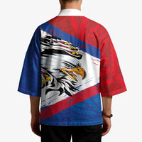 American Samoa Flag Day Kimono Polynesian Art Geometric with Flag Brush Style