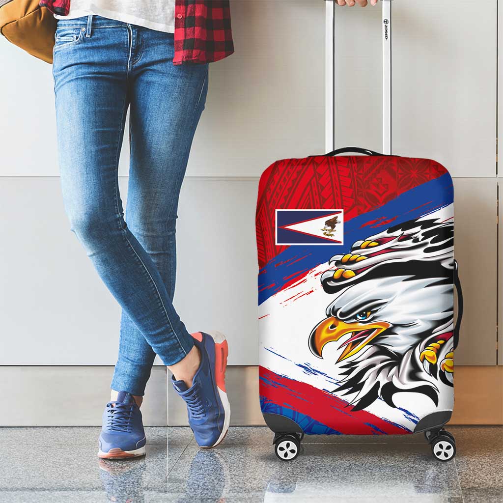American Samoa Flag Day Luggage Cover Polynesian Art Geometric with Flag Brush Style