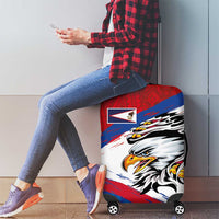American Samoa Flag Day Luggage Cover Polynesian Art Geometric with Flag Brush Style