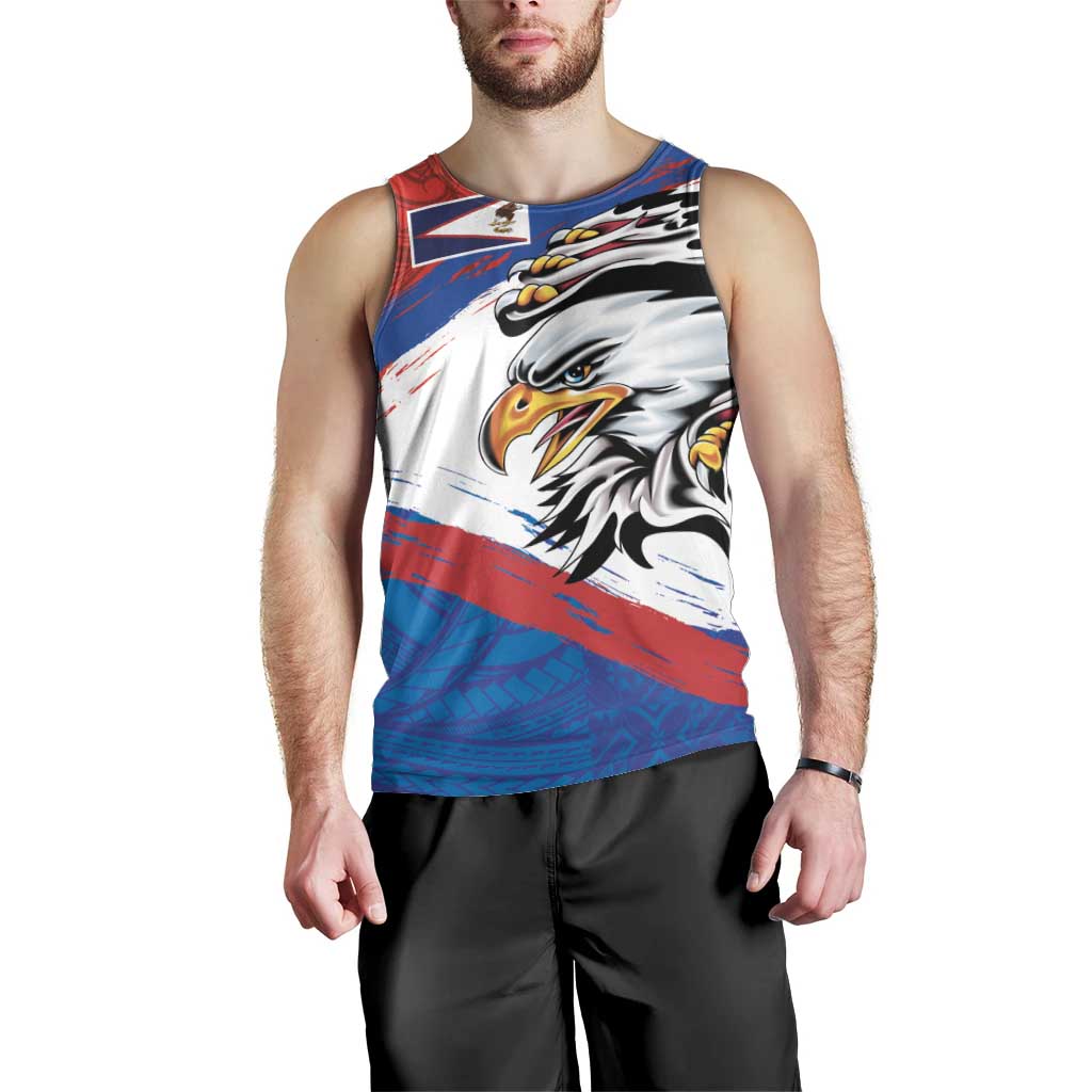 American Samoa Flag Day Men Tank Top Polynesian Art Geometric with Flag Brush Style