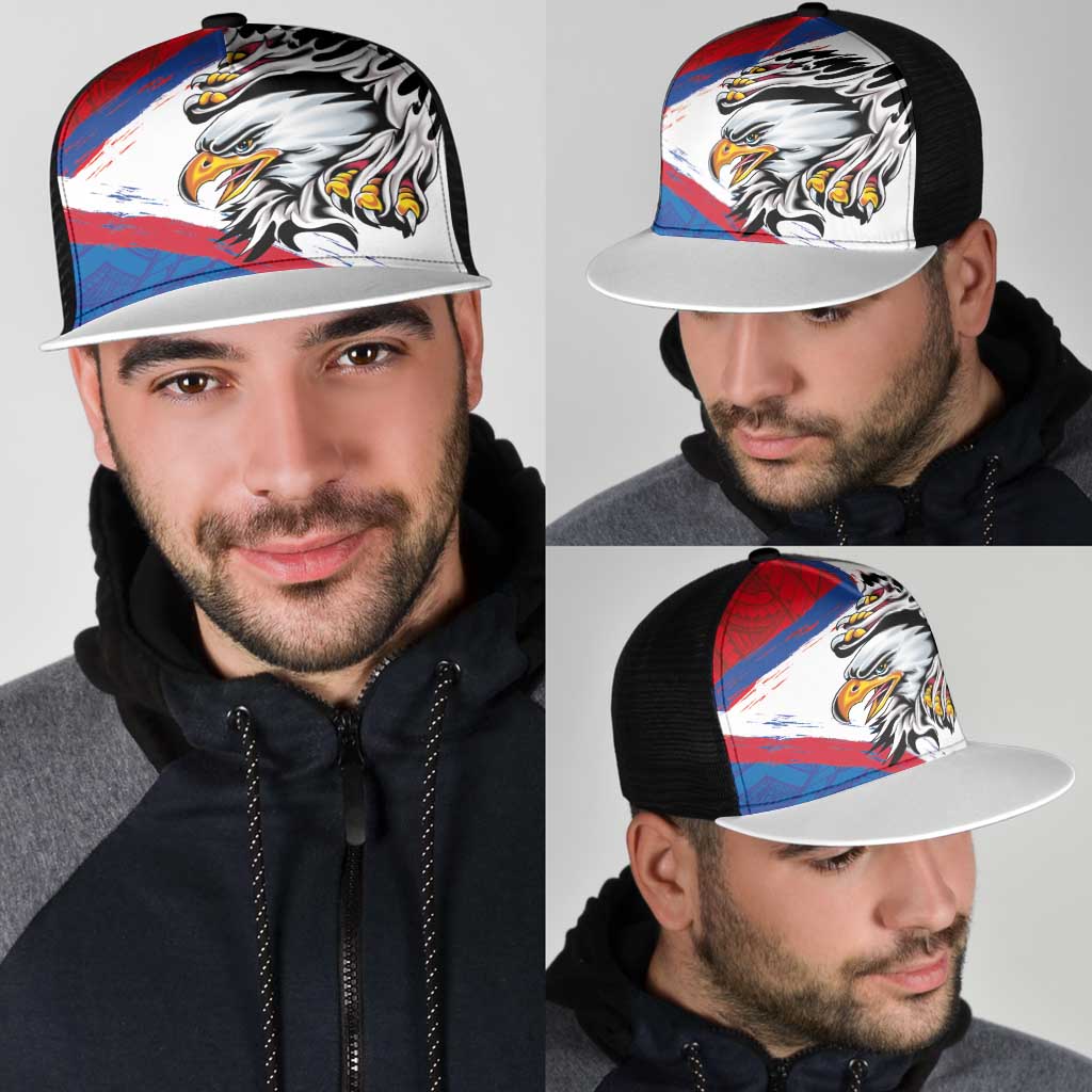 American Samoa Flag Day Mesh Trucker Cap Polynesian Art Geometric with Flag Brush Style