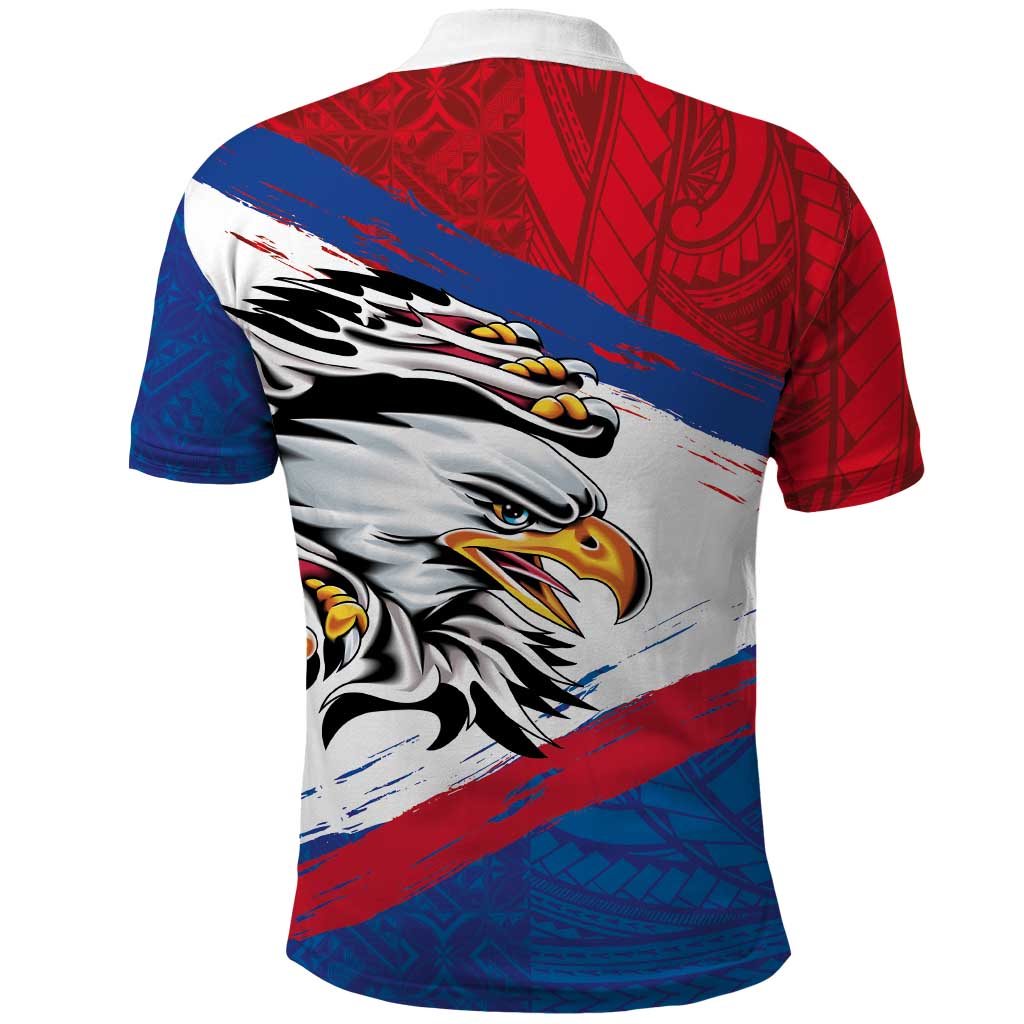 American Samoa Flag Day Polo Shirt Polynesian Art Geometric with Flag Brush Style LT03 - Polynesian Pride
