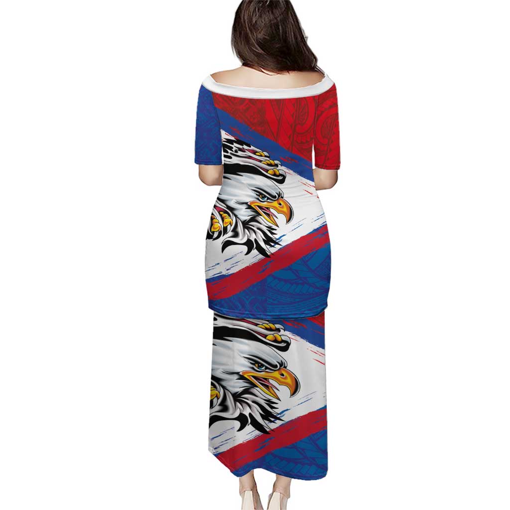 American Samoa Flag Day Puletasi Polynesian Art Geometric with Flag Brush Style