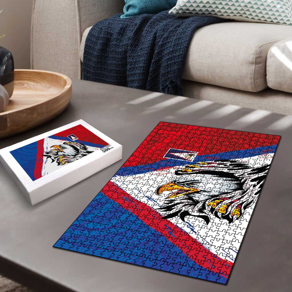 American Samoa Flag Day Puzzle Polynesian Art Geometric with Flag Brush Style