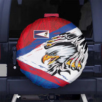 American Samoa Flag Day Spare Tire Cover Polynesian Art Geometric with Flag Brush Style