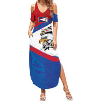 American Samoa Flag Day Summer Maxi Dress Polynesian Art Geometric with Flag Brush Style LT03 Women Multicolor - Polynesian Pride