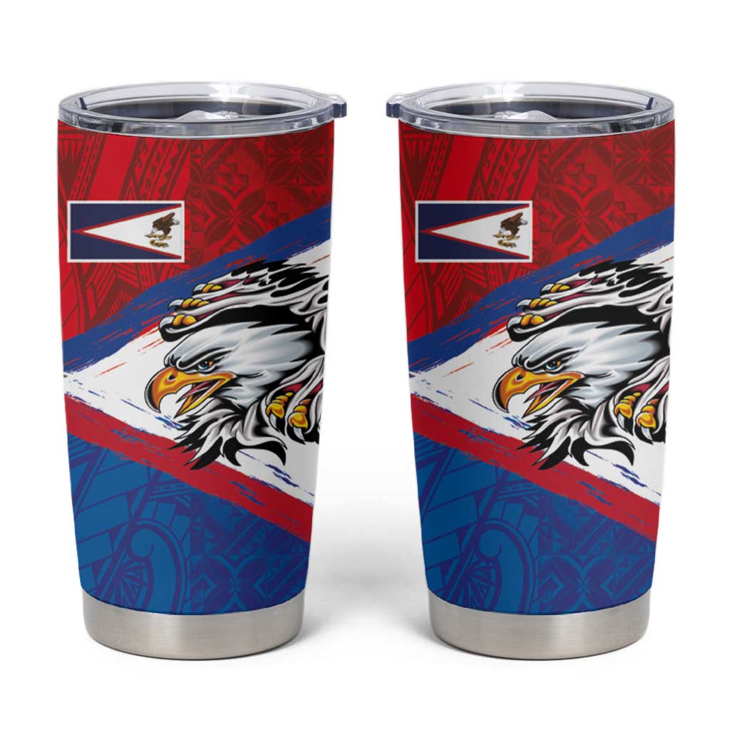 American Samoa Flag Day Tumbler Cup Polynesian Art Geometric with Flag Brush Style LT03 Multicolor - Polynesian Pride