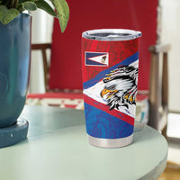 American Samoa Flag Day Tumbler Cup Polynesian Art Geometric with Flag Brush Style LT03 - Polynesian Pride