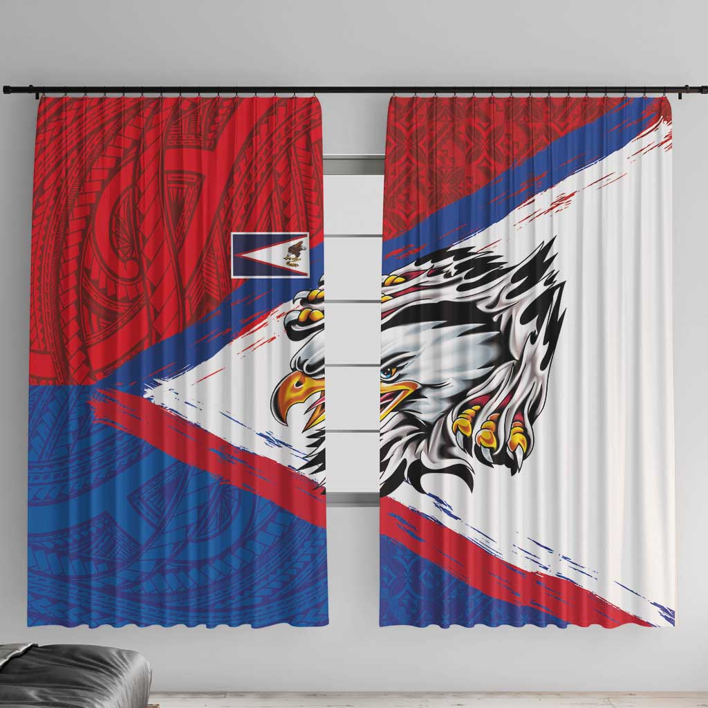 American Samoa Flag Day Window Curtain Polynesian Art Geometric with Flag Brush Style