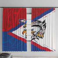 American Samoa Flag Day Window Curtain Polynesian Art Geometric with Flag Brush Style