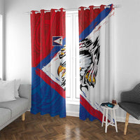 American Samoa Flag Day Window Curtain Polynesian Art Geometric with Flag Brush Style
