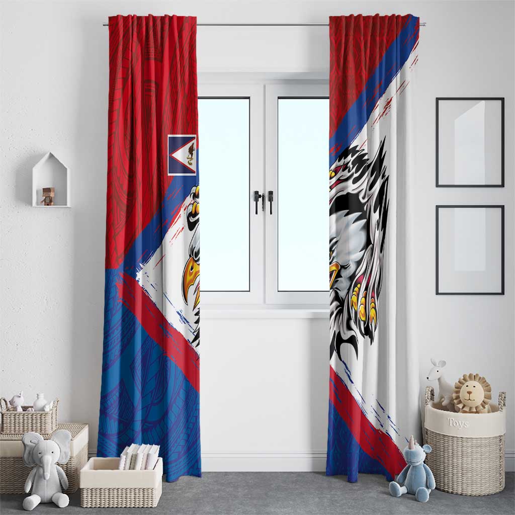 American Samoa Flag Day Window Curtain Polynesian Art Geometric with Flag Brush Style