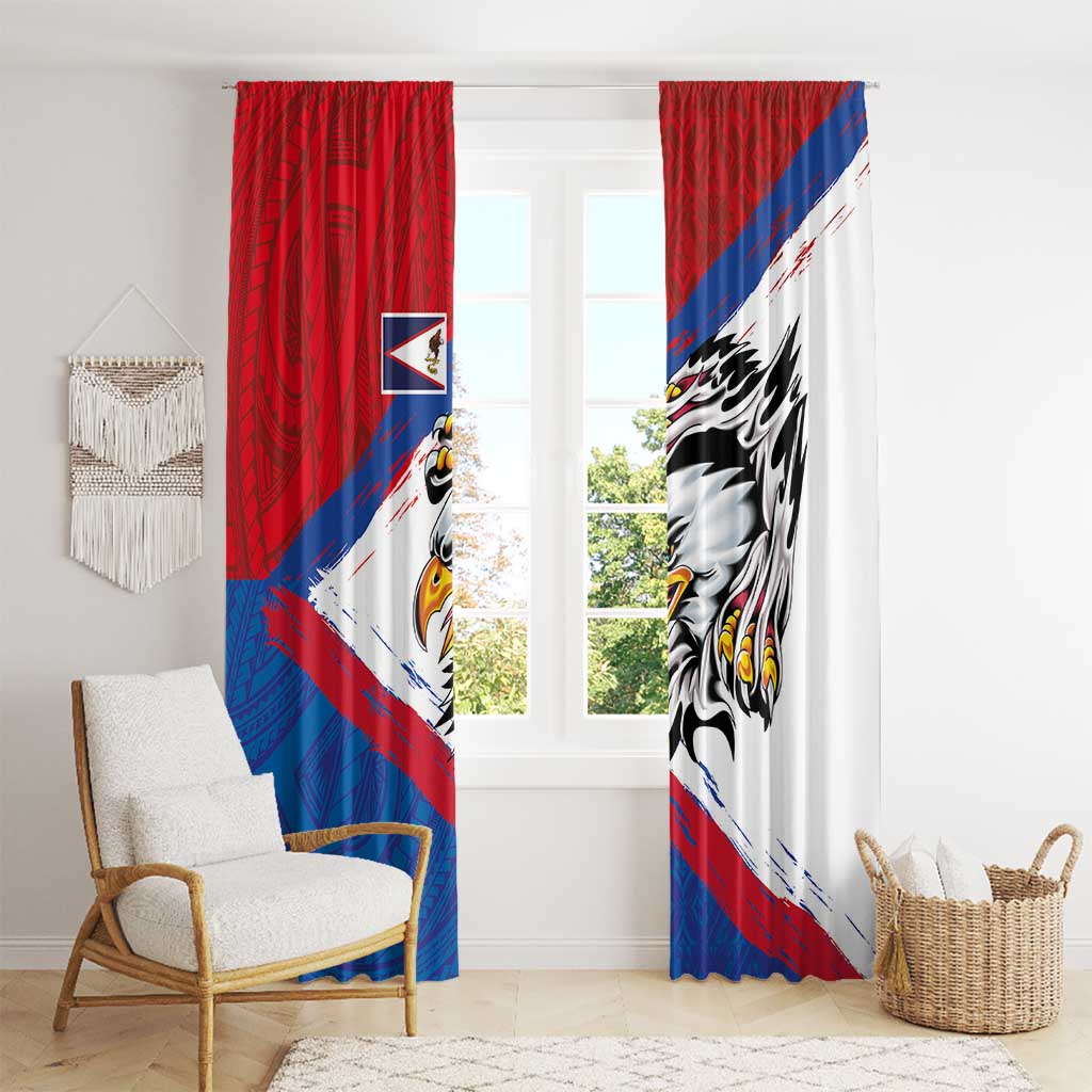 American Samoa Flag Day Window Curtain Polynesian Art Geometric with Flag Brush Style