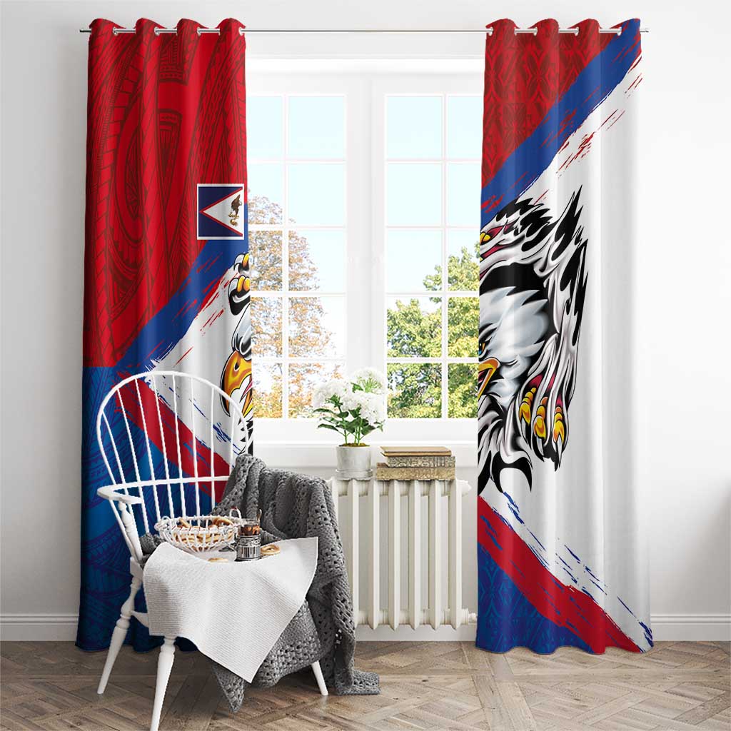American Samoa Flag Day Window Curtain Polynesian Art Geometric with Flag Brush Style