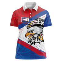 American Samoa Flag Day Women Polo Shirt Polynesian Art Geometric with Flag Brush Style LT03 Female Multicolor - Polynesian Pride