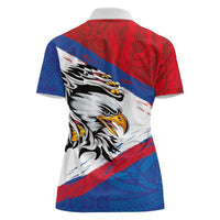 American Samoa Flag Day Women Polo Shirt Polynesian Art Geometric with Flag Brush Style LT03 - Polynesian Pride