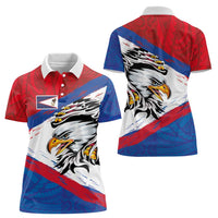 American Samoa Flag Day Women Polo Shirt Polynesian Art Geometric with Flag Brush Style LT03 - Polynesian Pride
