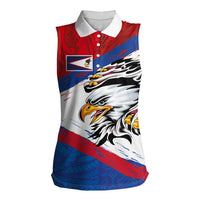 American Samoa Flag Day Women Sleeveless Polo Shirt Polynesian Art Geometric with Flag Brush Style