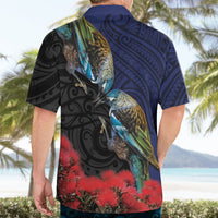New Zealand Maori Hongi Culture Hawaiian Shirt Tui Bird Pohutukawa and Polynesian Pattern