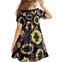 Hawaiian Kakau Tattoo Leis and Palaka Pattern Family Matching Summer Maxi Dress and Hawaiian Shirt Traditional Aloha Tribal Black Color