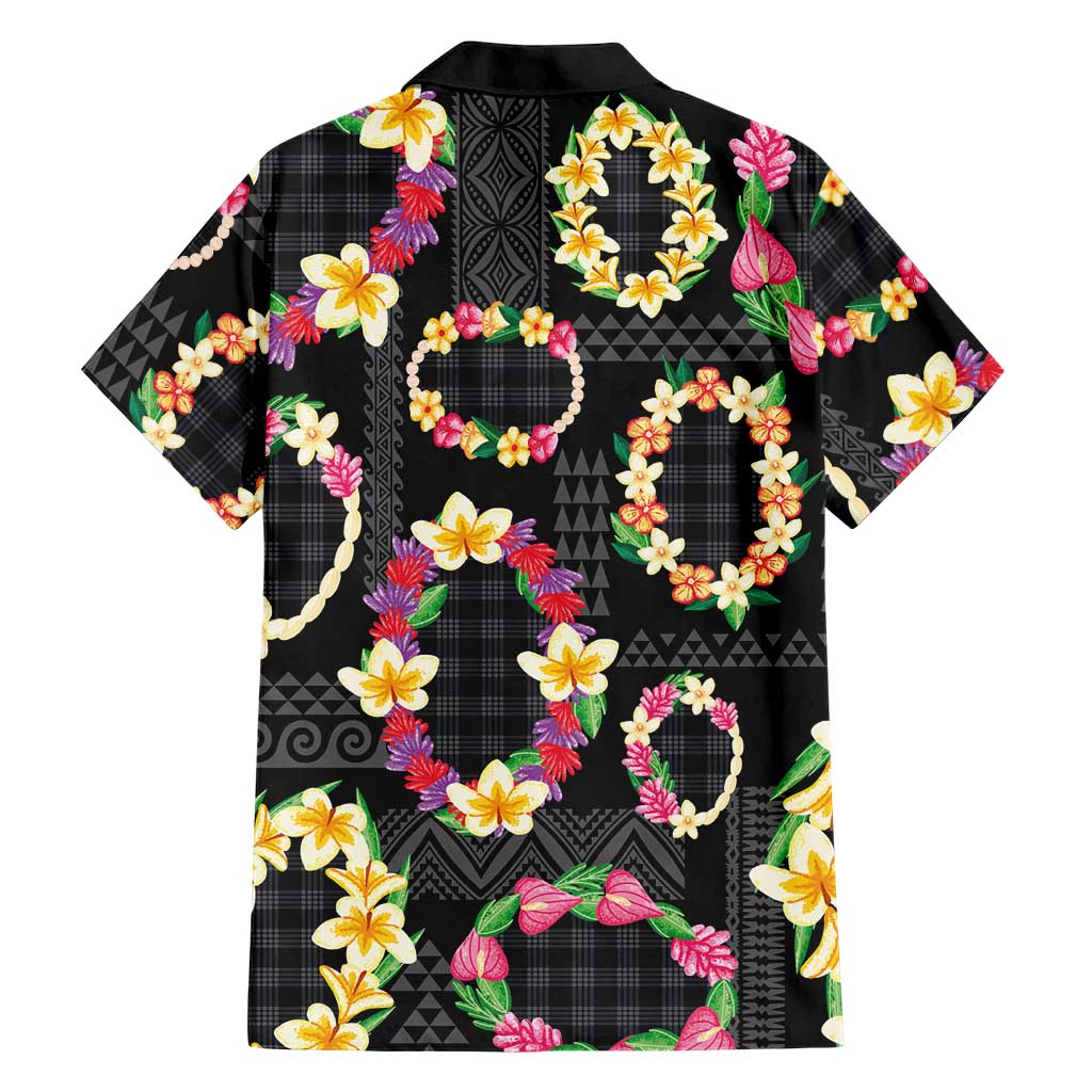 Hawaiian Kakau Tattoo Leis and Palaka Pattern Family Matching Summer Maxi Dress and Hawaiian Shirt Traditional Aloha Tribal Black Color