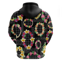 Hawaiian Kakau Tattoo Leis and Palaka Pattern Hoodie Traditional Aloha Tribal Black Color LT03 - Polynesian Pride