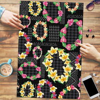 Hawaiian Kakau Tattoo Leis and Palaka Pattern Puzzle Traditional Aloha Tribal Black Color