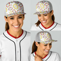 Hawaiian Kakau Tattoo Leis and Palaka Pattern Baseball Net Cap Traditional Aloha Tribal White Color