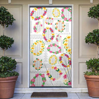Hawaiian Kakau Tattoo Leis and Palaka Pattern Door Cover Traditional Aloha Tribal White Color