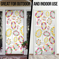 Hawaiian Kakau Tattoo Leis and Palaka Pattern Door Cover Traditional Aloha Tribal White Color