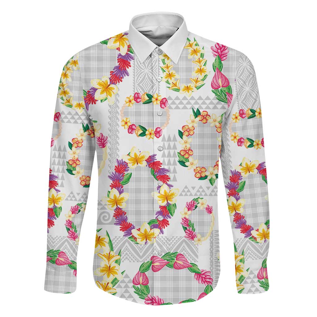 Hawaiian Kakau Tattoo Leis and Palaka Pattern Family Matching Mermaid Dress and Hawaiian Shirt Traditional Aloha Tribal White Color