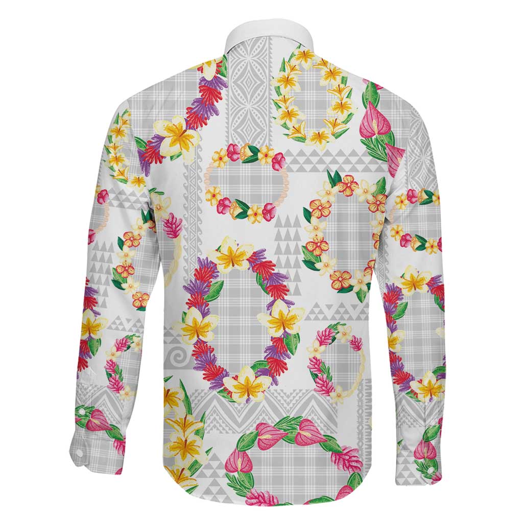 Hawaiian Kakau Tattoo Leis and Palaka Pattern Family Matching Mermaid Dress and Hawaiian Shirt Traditional Aloha Tribal White Color