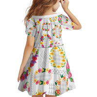 Hawaiian Kakau Tattoo Leis and Palaka Pattern Family Matching Tank Maxi Dress and Hawaiian Shirt Traditional Aloha Tribal White Color