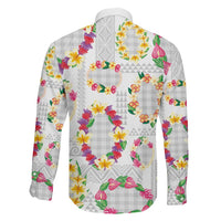 Hawaiian Kakau Tattoo Leis and Palaka Pattern Family Matching Tank Maxi Dress and Hawaiian Shirt Traditional Aloha Tribal White Color