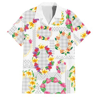 Hawaiian Kakau Tattoo Leis and Palaka Pattern Hawaiian Shirt Traditional Aloha Tribal White Color