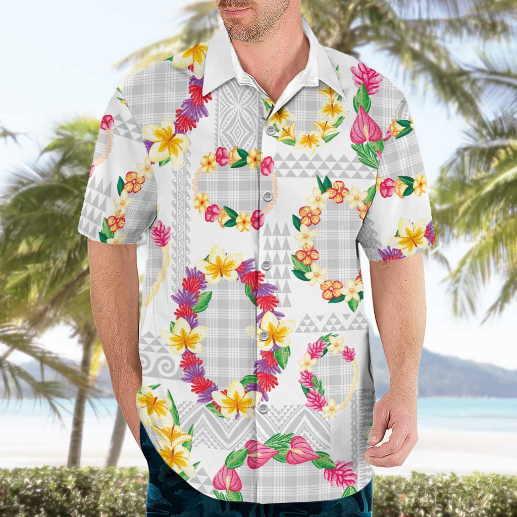 Hawaiian Kakau Tattoo Leis and Palaka Pattern Hawaiian Shirt Traditional Aloha Tribal White Color